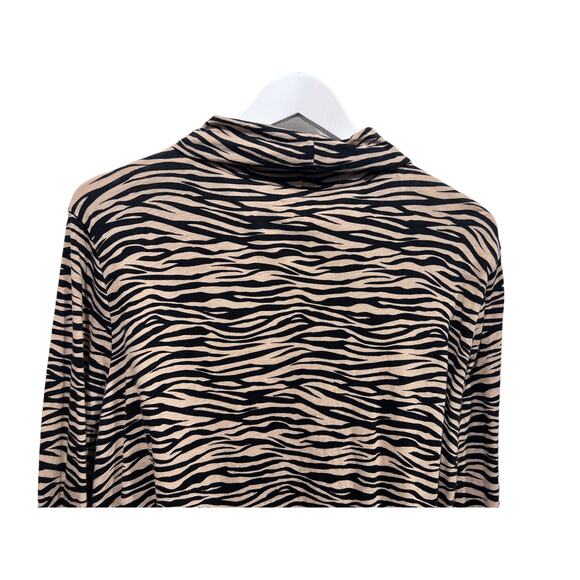 Loft Vintage Soft Turtleneck 16/18 Plus Cotton Brown Black Animal Print T-Shirt - Picture 7 of 12